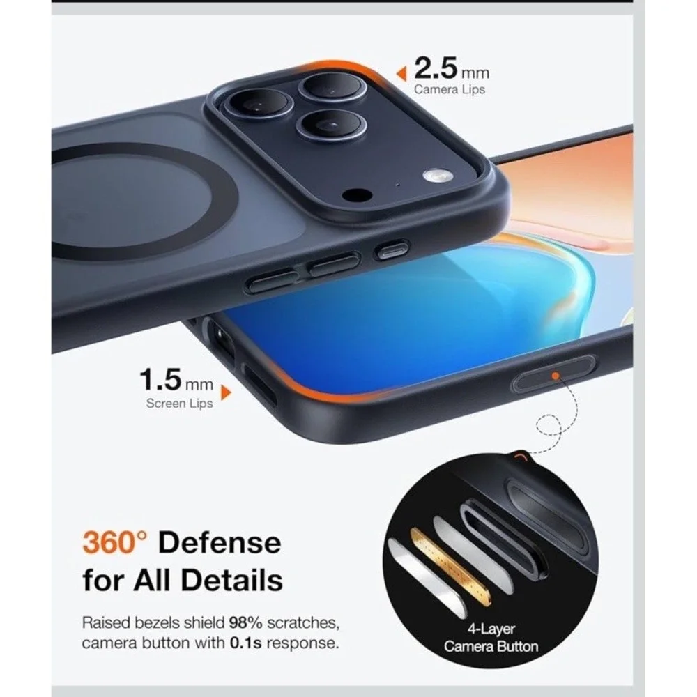 TORRAS Magnetic Shockproof for iPhone 17 Pro Case, Fit‎ for MagSafe, Black